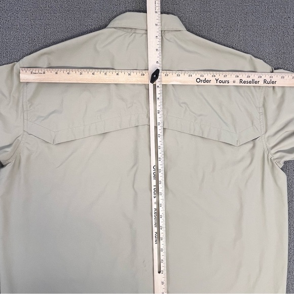 Cabela's Shirt Large Beige Button up GlideWear Vented Performance UPF 50 Men - Picture 11 of 13